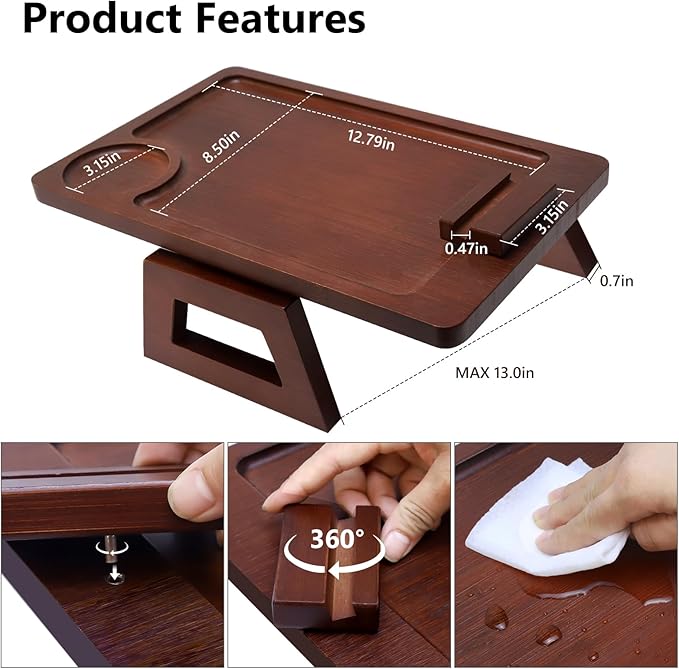 Couch Trays & Sofa Armrest Table - Multi-Functional Arm Trayes for Couch, Perfect Sofa Arm Tray Table for Snacks & Drinks
