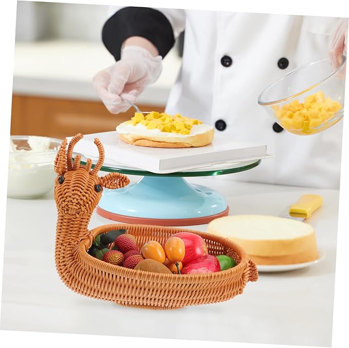 PRETYZOOM Christmas Elk Woven Storage Basket for Home Festive Decorative Container for Snacks Candy and Ornaments for Holiday Table Display and Organization