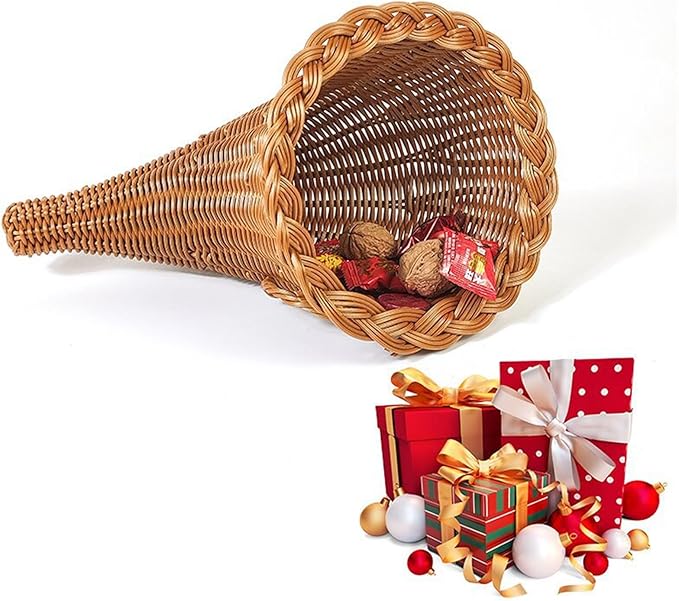 Woven Storage Basket Christmas Decorative Horn Shape Holder Parties AnUnique Addition Decor Christmas Ornaments
