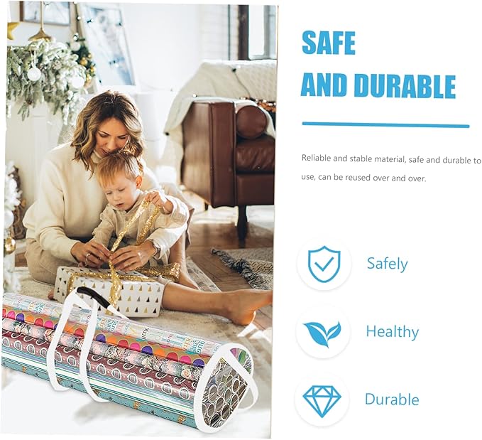 Christmas Wrapping Storage Bag Organizer for Holiday Paper Zip Closure Lightweight Design for Closet Under Bed Door Storage