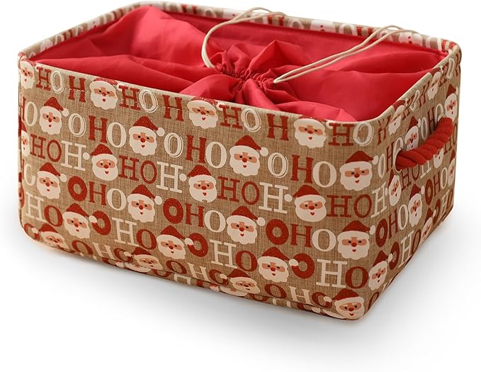 INough Christmas Baskets for Gifts Empty, Baby Basket Collapsible Santa Storage Bins Bright and Festive Gift Storage Container for Christmas, Christmas Decor for Baby/Kids/Nursery Room