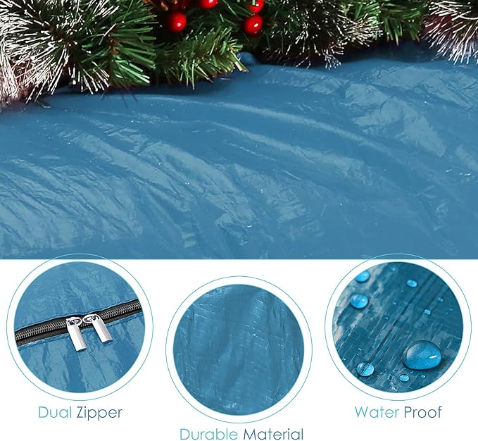 Hearth & Harbor Christmas Tree Storage Bag - Artificial Christmas Tree Bag with Reinforced Handles, Dual Zipper, Wide Opening - Storage Container for Trees and Decorations, 2 Piece set - 7.5 + 9 FT