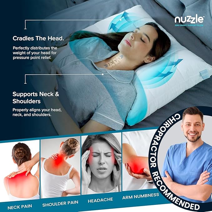 Nuzzle Adjustable Pillow, Luxury Standard Size Bed Pillow Hotel Collection - Best Adjust Height Soft Firm Pillow for Back, Stomach or Side Sleepers - Home Gifts