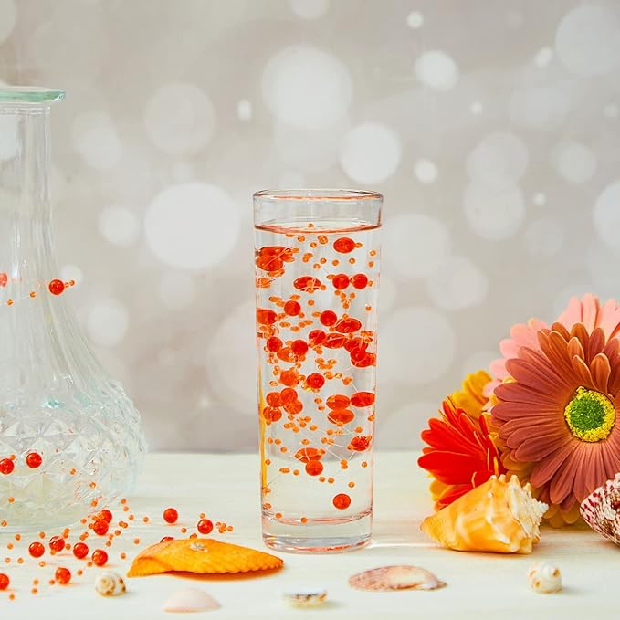 Tondiamo 24 Pcs Artificial Pearl String for Floating Candle Faux Pearls Beads String Garland Centerpiece Decoration for Vases Filler Wedding Spring Holiday Party Decor(Orange)