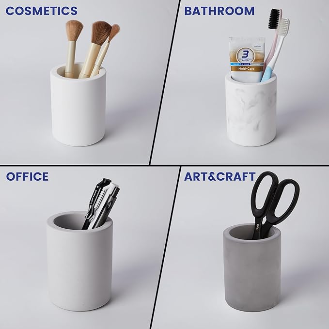 Drying Stone Toothbrush Holder, Diatomite Toothbrush Holders for Bathroom Counter, Quick Drying Electric Toothbrush and Toothpaste Holder Bathroom Organizer, White