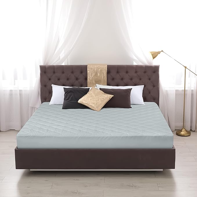 Utopia Bedding Quilted Fitted Mattress Pad, Twin Size, Elastic Fitted Mattress Topper Protector and Cover with Deep Pocket Stretches up to 16 Inches, Machine Washable (Light Grey)