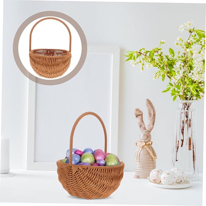 Rectangular Mini Easter Basket with Handle for Party Storage Woven Decoration for Eggs Candies and Items for Home and Kindergarten Decor