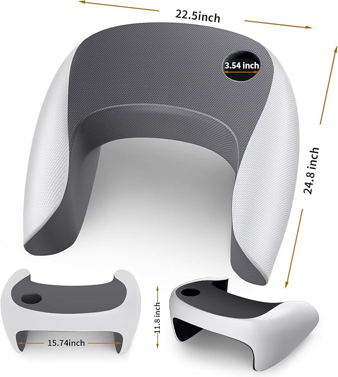 Olumoon Reading Pillow, Lap Desk Pillow for Adult, Gaming Pillow Memory Foam for Arm Support, Arm Rest for Working, Crocheting, Playing Game or Siting in Bed, Floor, Sofa (Grey)
