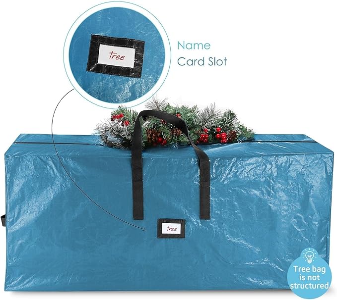 Hearth & Harbor 7.5 ft Christmas Tree Storage Bag - Artificial Christmas Tree Bag with Reinforced Handles, Dual Zipper, Wide Opening - Large Storage Container for Trees and Decorations