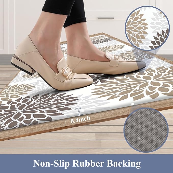 HEBE Kitchen Mat Cushioned Anti Fatigue 20"x71", Non Slip Kitchen Mats for Floor, Waterproof Ergonomic Comfort Standing Carpet Runner for Kitchen Sink, Home Office, Laundry Room