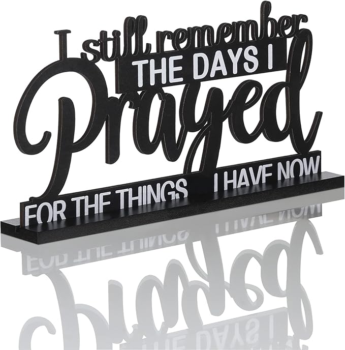 Jetec I Still Remember The Days I Prayed Sign Inspirational Table Blessed Signs Motivational Decor Farmhouse Table Home Centerpieces Faith Wooden Shelf for Living Room Office(Classic Style)
