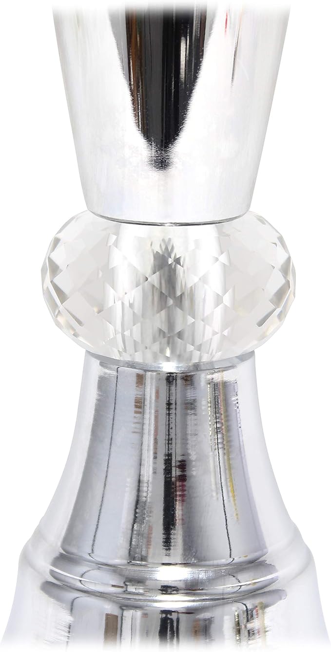 Elegant Designs LT1034-WHT Trendy Sheer Table Lamp with Hanging Crystals and Sheer Shade, White