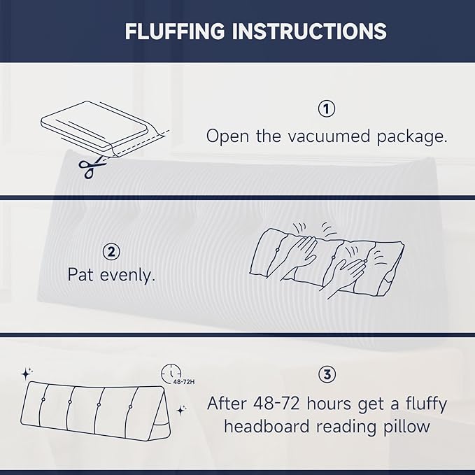 Z-hom Large Headboard Pillow King, NO ROLL Pillow, Wedge Pillow Headboard for Sitting Up in Bed, Backrest Support Triangular Cushion for Reading, Gap Pillow w/Removable Washable Cover,Blue