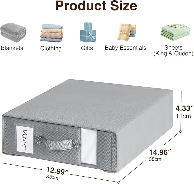 DIMJ Bed Sheet Organizers and Storage 6 Pack - Foldable Sheet Holder for Linen Bedding Storage Box for organization, Sheets Set Holder for Blanke, Towel (King & Queen Size), Grey