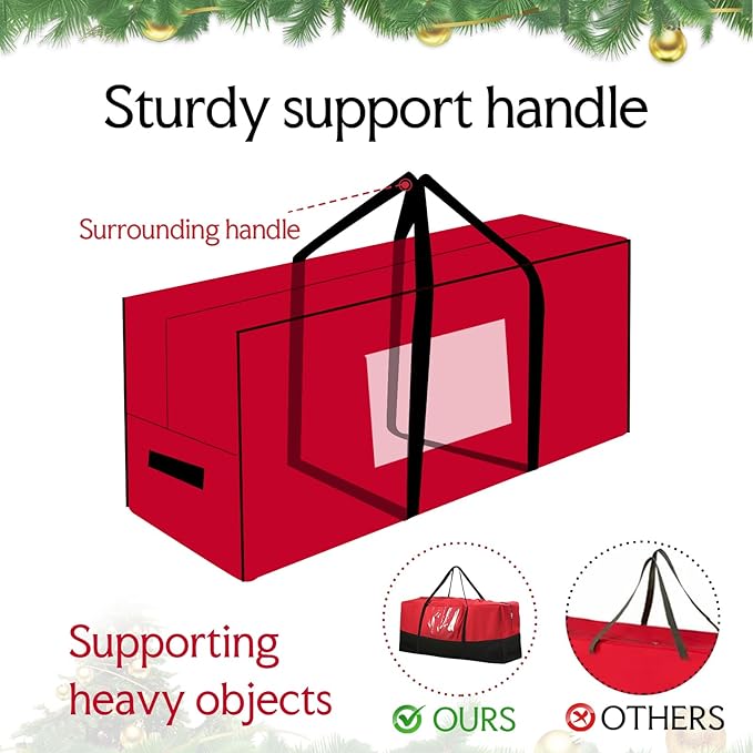 Christmas Tree Storage Bag,Fits Up 8 Ft Tall Artificial Trees,600D Oxford Material,Heavy Duty Tree Bag,Dampproof Storage Bag with Durable Reinforced Handles & Dual Zipper&Transparent Pocket