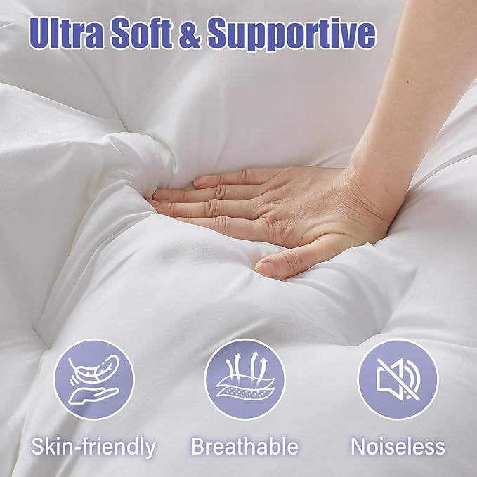 WhatsBedding 4 Inch Memory Foam Mattress Topper King Size for Pressure Relief, Extra Soft and Breathable Pillow Top Mattress Topper, Fluffy Shredded Memory Foam Filled，80 * 78 * 4in
