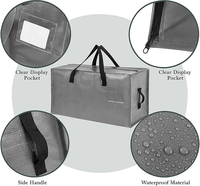 Shappy 6 Pcs Extra Large Storage Bags Jumbo Moving Bags Christmas Ornaments Container Heavy Duty Organizer Storage Bag with Zippers(Grey,30 x 16", 24 x 16", 20 x 16")
