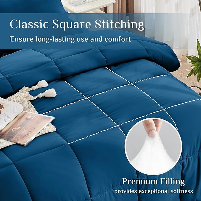 JOLLYVOGUE Twin Comforter Set, Ultra-Soft Bed in a Bag Twin Size 5 Pieces, Oeko-TEX Certified Bedding Set with Down Alternative Comforter, Sheets, Pillowcases & Shams, Teal