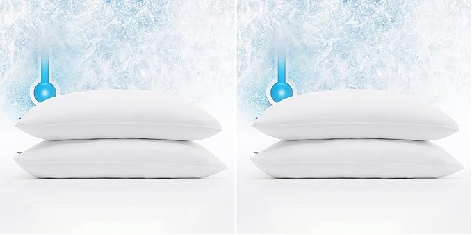 Serta Power Chill Cooling Pillow Protectors, Stain Resistant and Zippered Protector, Protects-Pillow from Dust and Dirt, Standard/Queen, White , 2 Count (Pack of 2)