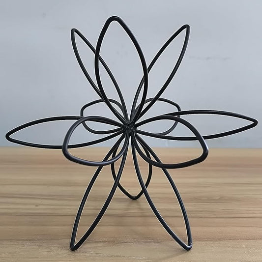 8" Black Sphere Decor, Abstract Tabletop Decorative Ball, Metal Floral Handmade Decorative Sculpture Home Decor Statues