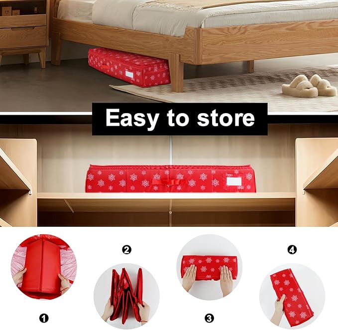 Christmas Wrapping Paper Storage Organizer, Gift Wrap Storage Bag with Pockets,600D Heavy Duty Underbed Gift Wrap Organizer Fits for Holiday Accessories Ornaments (Large)