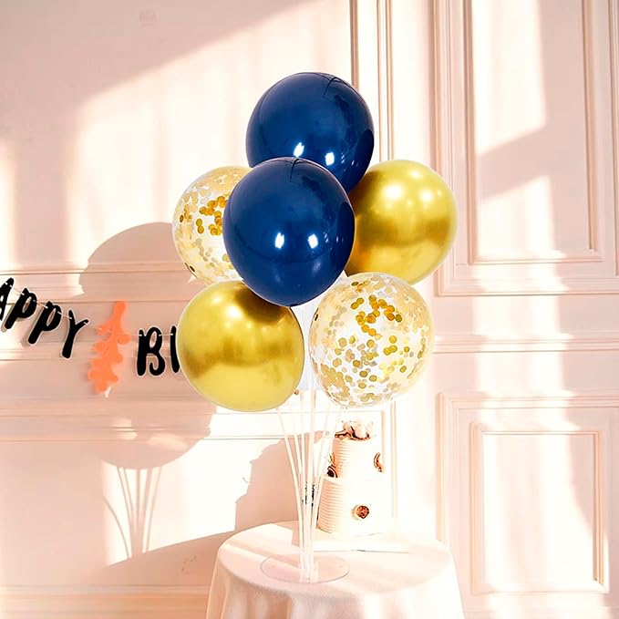 ZJDHPTY 4 Set Blue Gold Balloon Stand Balloon Centerpieces Table Decorations for Birthday Wedding Anniversary Retirement New Years Graduation Decorations Class of 2026