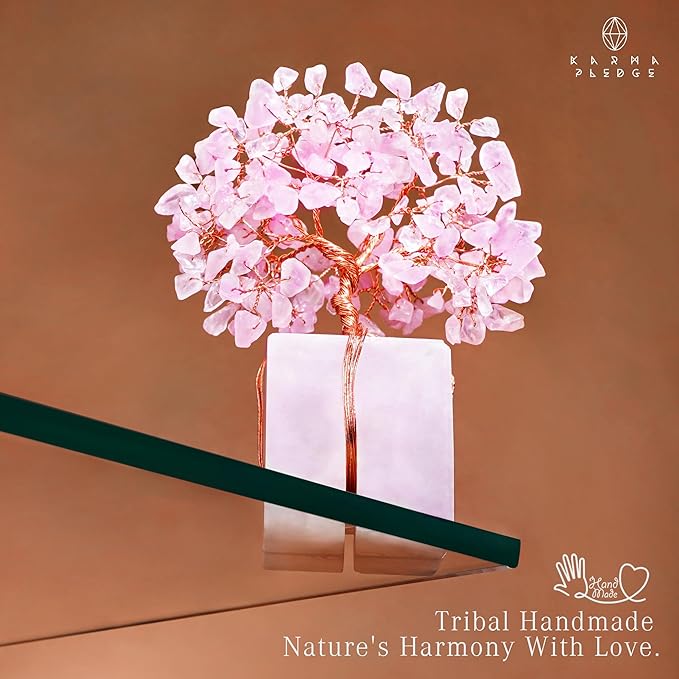 Rose Quartz Crystal Tree of Life Unique Birthday Gifts for Women, Mom, Sister, Friends. Handcrafted Chakra Healing Crystal and Stones for Positivity, Money, Luck, Aesthetic Home and Office Decor