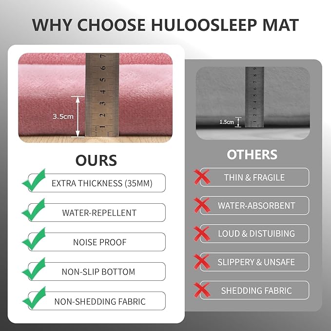 Huloo Sleep Ultra Soft Baby Play Mat for Floor,1.3" Thick Elasti-Foam 47x47 Play Mat for Playpen,Water-Repellent Coral Velvet for Tummy Time, Non-Slip Backing Safe for Toddlers & Infants（Pink）