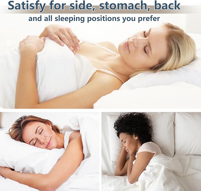 CozyLux Soft Supportive Bed Pillows for Side and Back Sleepers, Oeko-Tex Certified Down Alternative Filling, Hotel Quality Fluffy Sleeping Pillow, Queen Size Set of 2, White, 18" x 28"