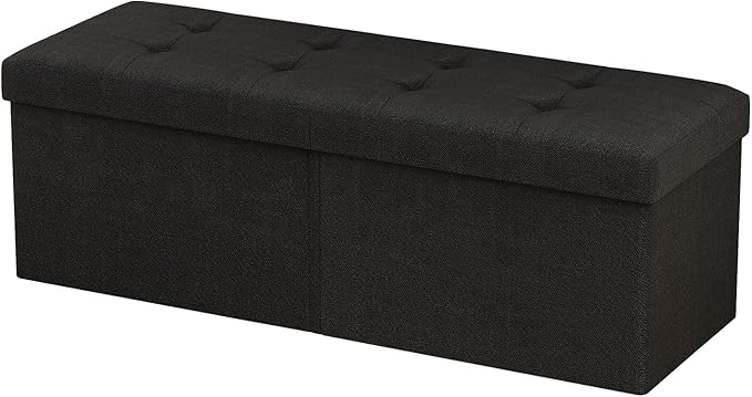 JIUYOTREE 31.5 Inches Ottoman with Storage Bench, Foldable Footstool, Ottoman Foot Rest, End of Bed Bench, Multi-Functional Seat, Storage Chest for Living Room, Bedroom, Entryway (Black)