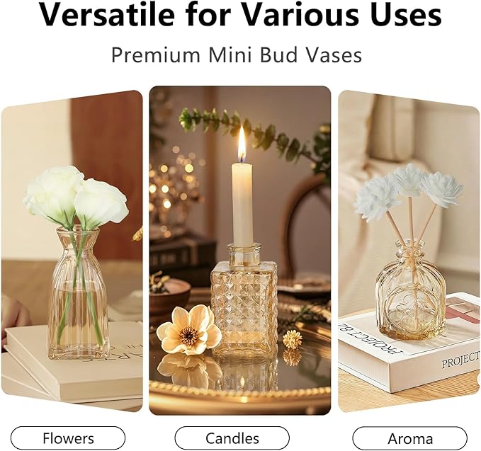 RUCKACE Bud Vases in Bulk 22 Gold Glass Small Vases Flower Vase for Centerpiece Table Wedding Decorations Home Decor Party