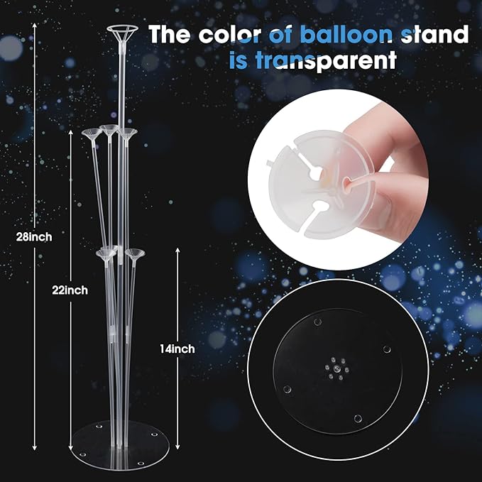 Voircoloria 10 Sets Balloon Stand Kits, Balloon Sticks Holders with Base for Table Graduation Birthday Baby Shower Gender Reveal Party Decorations