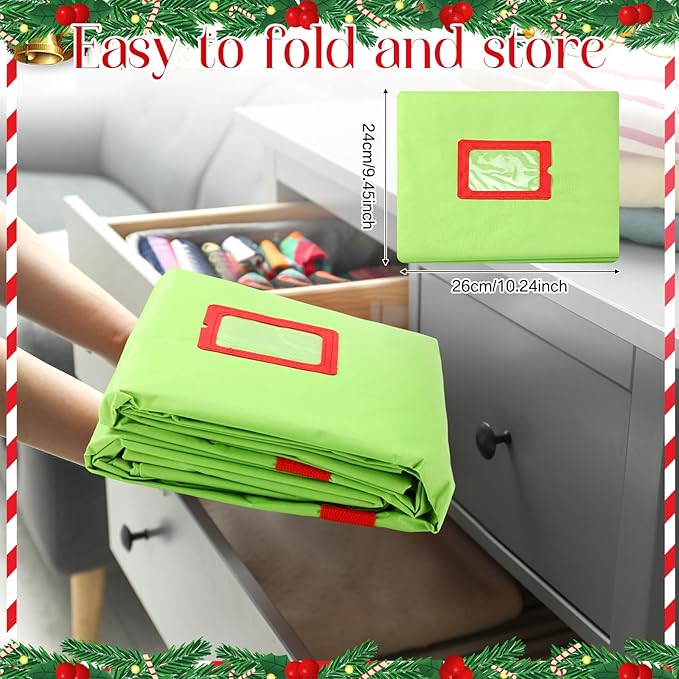 9 ft Christmas Tree Storage Bag Heavy Duty 420D Oxford Artificial Christmas Tree Bag with Reinforced Handles Dual Zippers Card Slot Wide Opening Extra Large Storage Container, Green