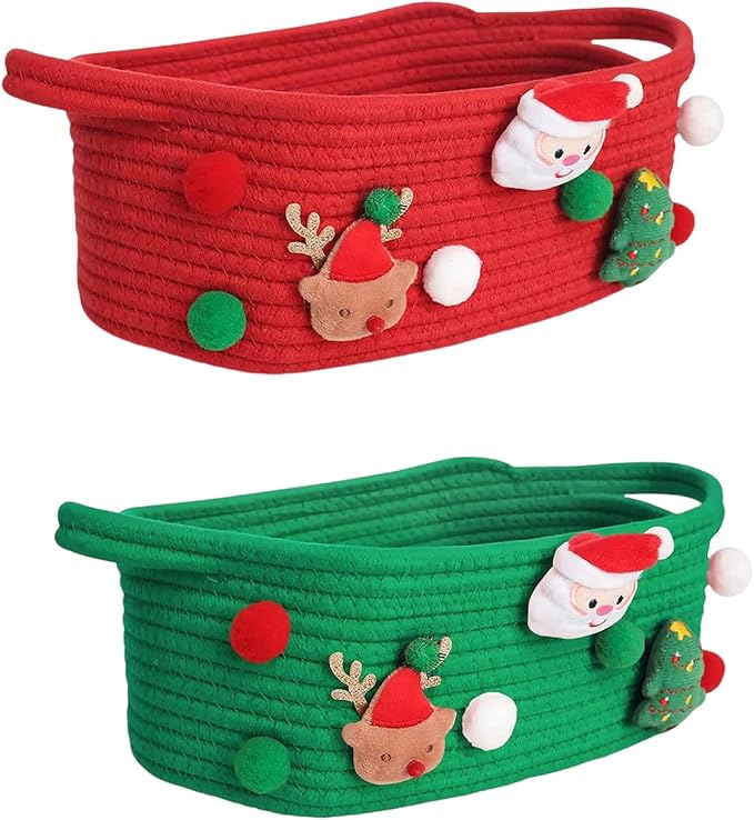 Holder Santa Themed Storage Basket for Bedroom Or Living Room Holiday Decoration Gifts Organiser