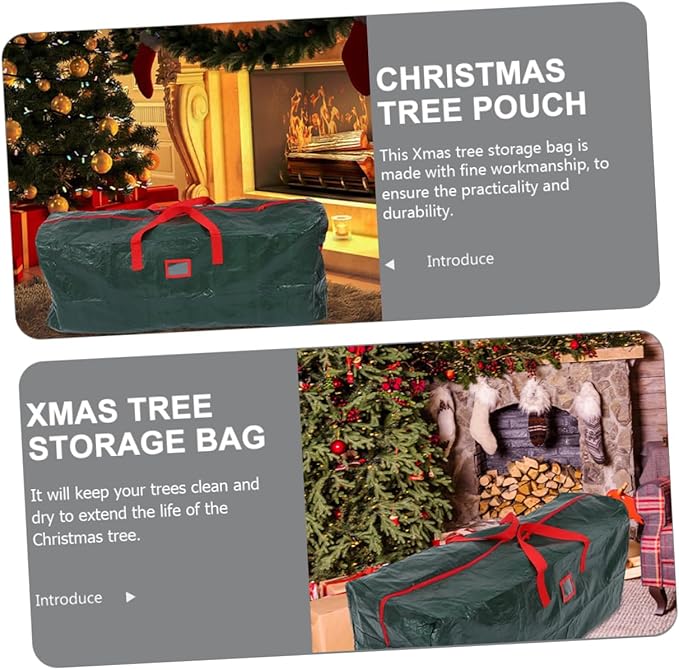 PRETYZOOM Christmas Tree Storage Bag Large Capacity Zippered Container for Holiday Tree Pet Material Easy to Carry Handles