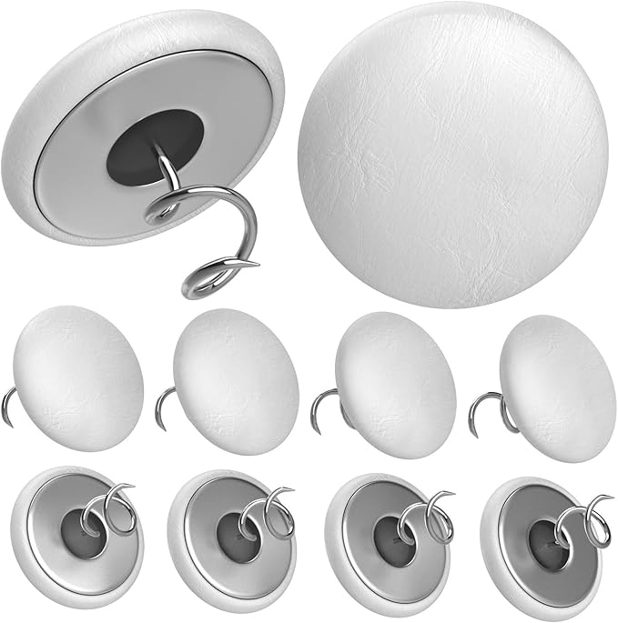 Leather Upholstery Pins for Bed Skirts, Slipcovers, Sofa & Armchair Covers – Secure Furniture Fabric (12, White)