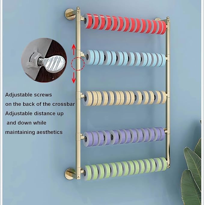 Metal Ribbon Holder Organizer Rack, Extra Large Wrapping Paper Organizer Storage Metal，4 Tier Stand Ribbon Roll Display Storage Shelf for Mothers Day Flower Store Craft Room Gift Wrapping (Col