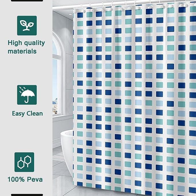 Shower Curtain Liner, 100% Waterproof Peva Shower Curtains with 3 Duty Heavy Bottom Magnets and 12 Rust Proof Grommets, 72x72 Weighted Shower Liner for Shower Stall, Bathtubs