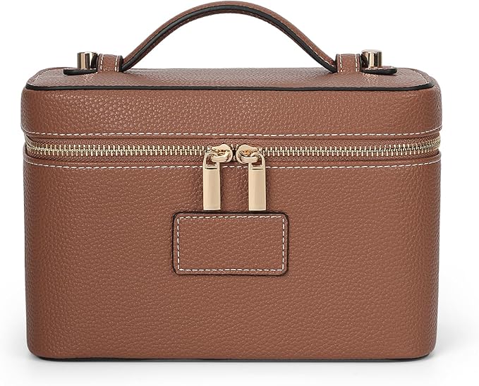 HiTotes Makeup Bag Vanity Case for Women Leather Cosmetic Bag Travel Toiletry Bags Portable Makeup Organizer Case