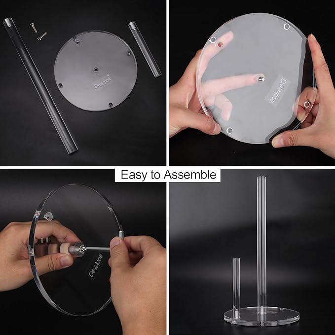 Acrylic Paper Towel Holder, Premium Stand for Kitchen Organize, One-Handed Manipulation Countertop Roll Paper Dispenser (DP014)
