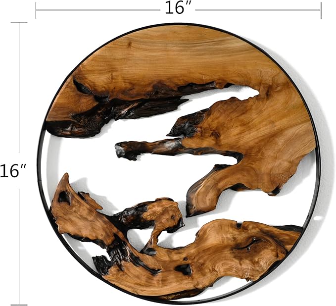 WELLAND Cedar Wood Wall decoration Ornaments, 16" L x 16" W x 1" H Hanging Decoration, irregular shape décor for Home Office, Living Room, Bedroom, Entryway, Bathroom