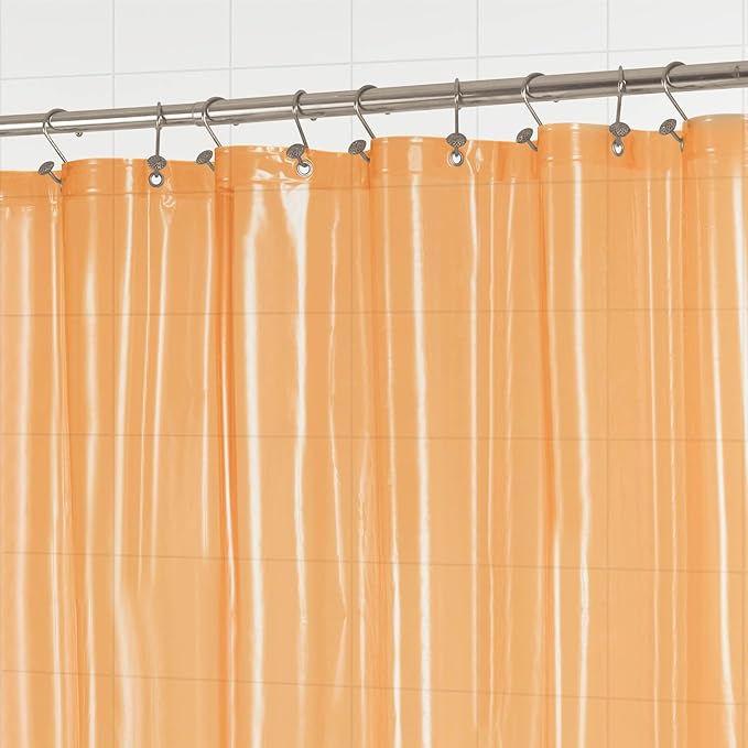 Barossa Design Clear Orange Long Shower Curtain Liner 78" Height - 3 Magnets & Waterproof Lightweight PEVA Shower Liner for Bath Tub, PVC Free, Metal Grommets, Clear Orange, 72x78