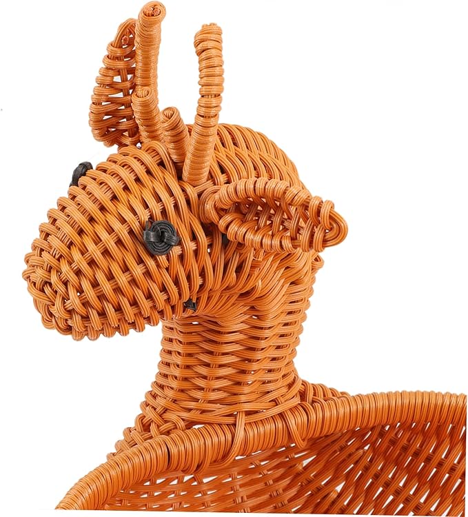 PRETYZOOM Christmas Elk Woven Storage Basket for Home Festive Decorative Container for Snacks Candy and Ornaments for Holiday Table Display and Organization