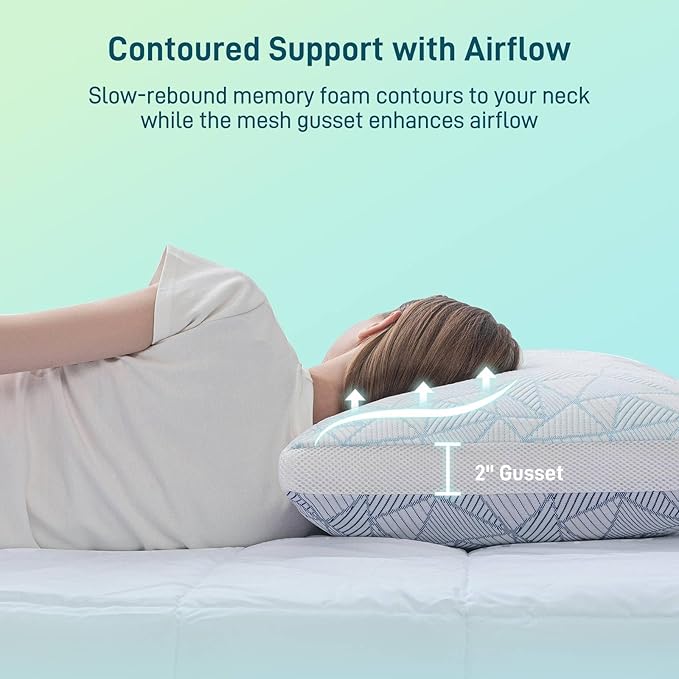 Sylvaris Shredded Memory Foam Cooling Soft Bamboo Viscose Pillow Queen Size, Adjustable Hypoallergenic Hotel Quality Bed Pillow for Side, Stomach or Back Sleeper, Oeko-TEX Certified