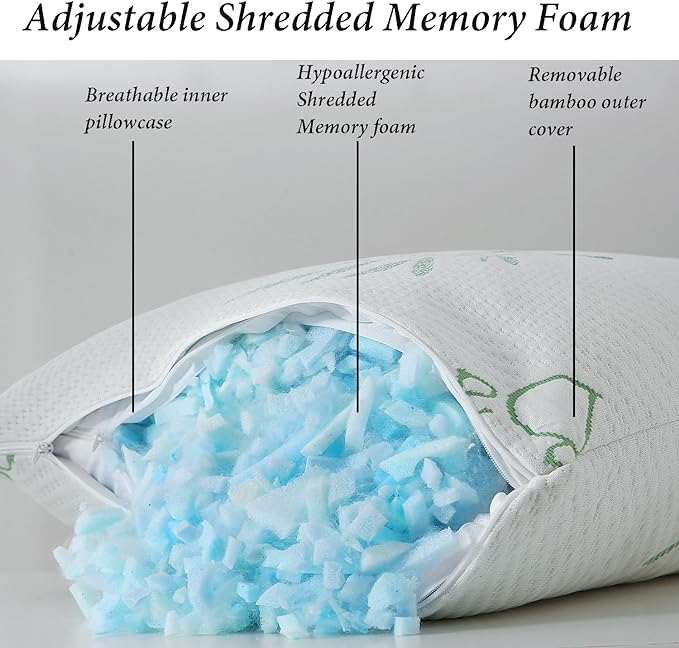 HOXXME Body Pillow for Adults Shredded Memory Foam Long Full Body Pillow for Sleeping with Breathable Cover Firm Hug Large Pillows for Side/Back Sleepers 20x54