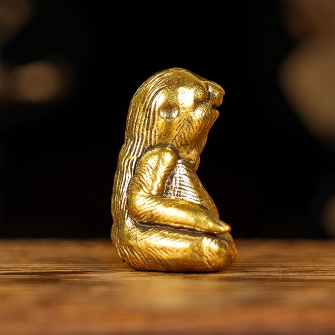 CHOVY Retro Handcrafted Meditating Sloth Statue - 100% Solid Brass Seated Sloth in Thoughtful Pose, Vintage Style Collectible Art Piece for Home & Office | Unique Gift for Nature Lovers