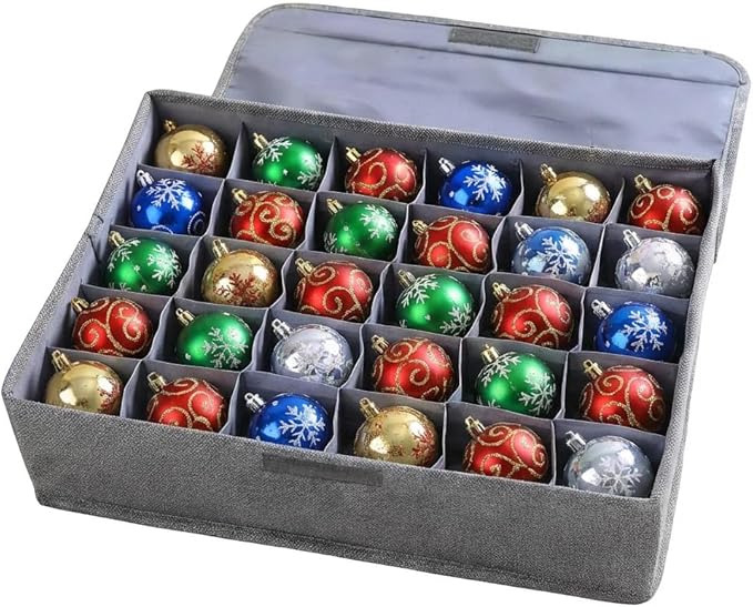 2 Pcs Light Bulb Storage 0rganizer, Christmas Light Storage Keep 30 Capacity Light Bulb Foldable Organizer with Lid Sturdy PP Board Fits Various Balls Standard Bulbs for Xmas Holiday