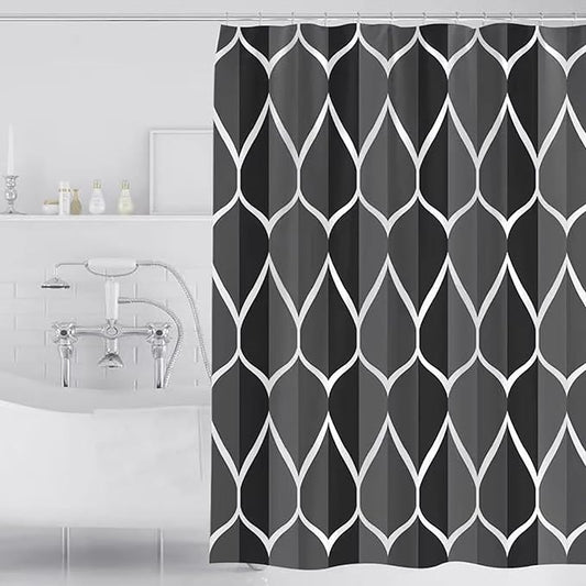 LLSCL Fabric Shower Curtain Liner with Magnets, Black Grid Waterproof Hotel Quality, 72 x 72 Machine Washable