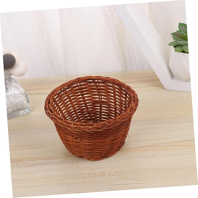 PRETYZOOM Round Mini Easter Basket Weaving Storage Holder Decorative Storage for Home Nursery and Festivals Height Natural Vine Material