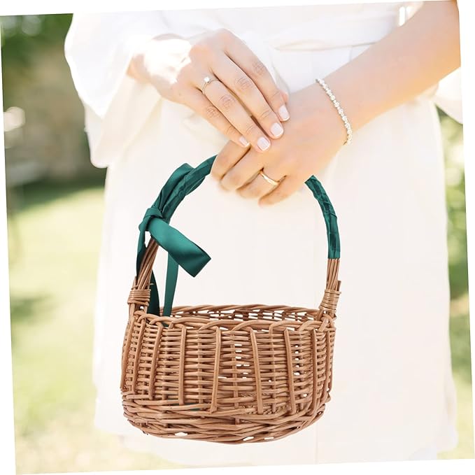 KOMBIUDA Natural Rattan Storage Basket Woven Wicker Organizing Bin for Home Decoration Living Room Bedroom Boys and Girls Room Office Handles for Easy Carrying